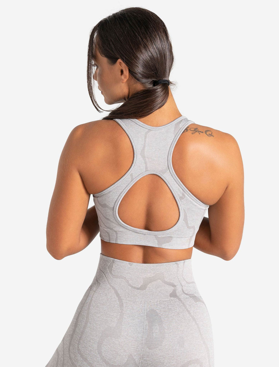 Sustainable Seamless Sports Bra, Cloud Grey