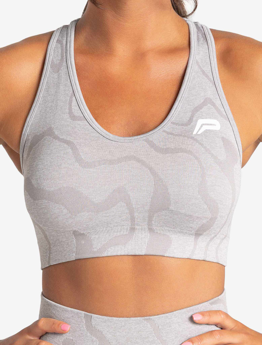 Sustainable Seamless Sports Bra, Cloud Grey