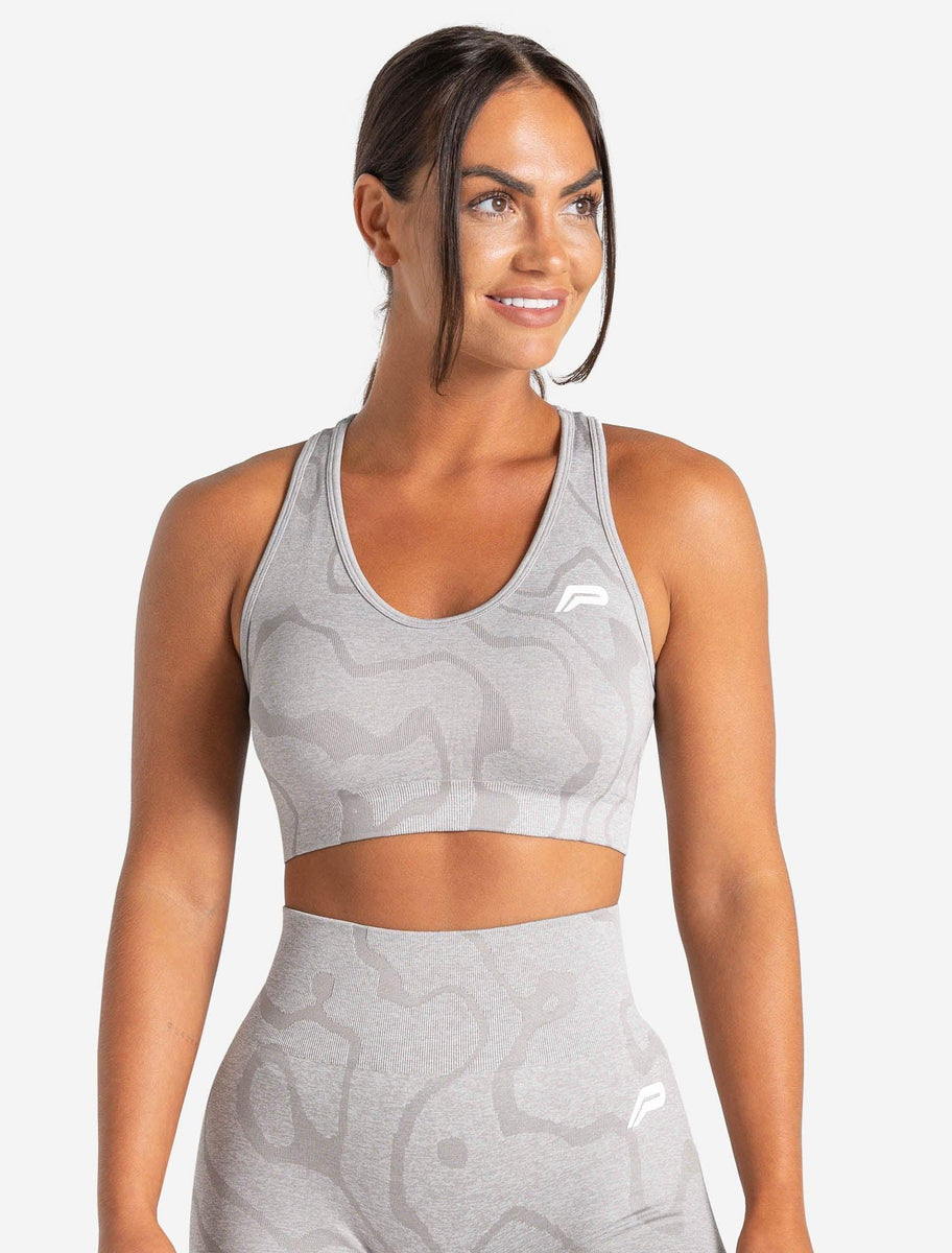 Sustainable Seamless Sports Bra, Cloud Grey