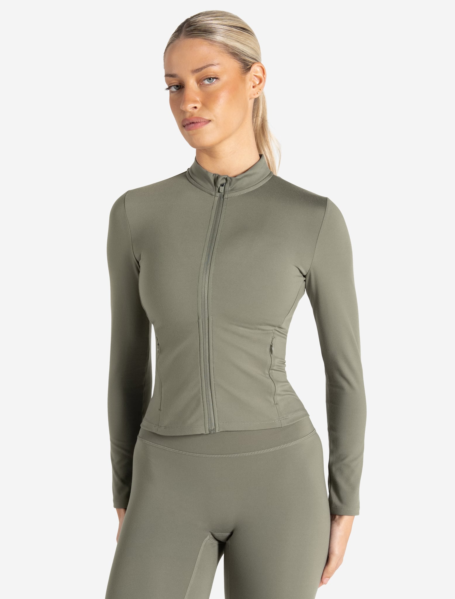 Allure Zip Jacket - Dusky Sage Pursue Fitness 1