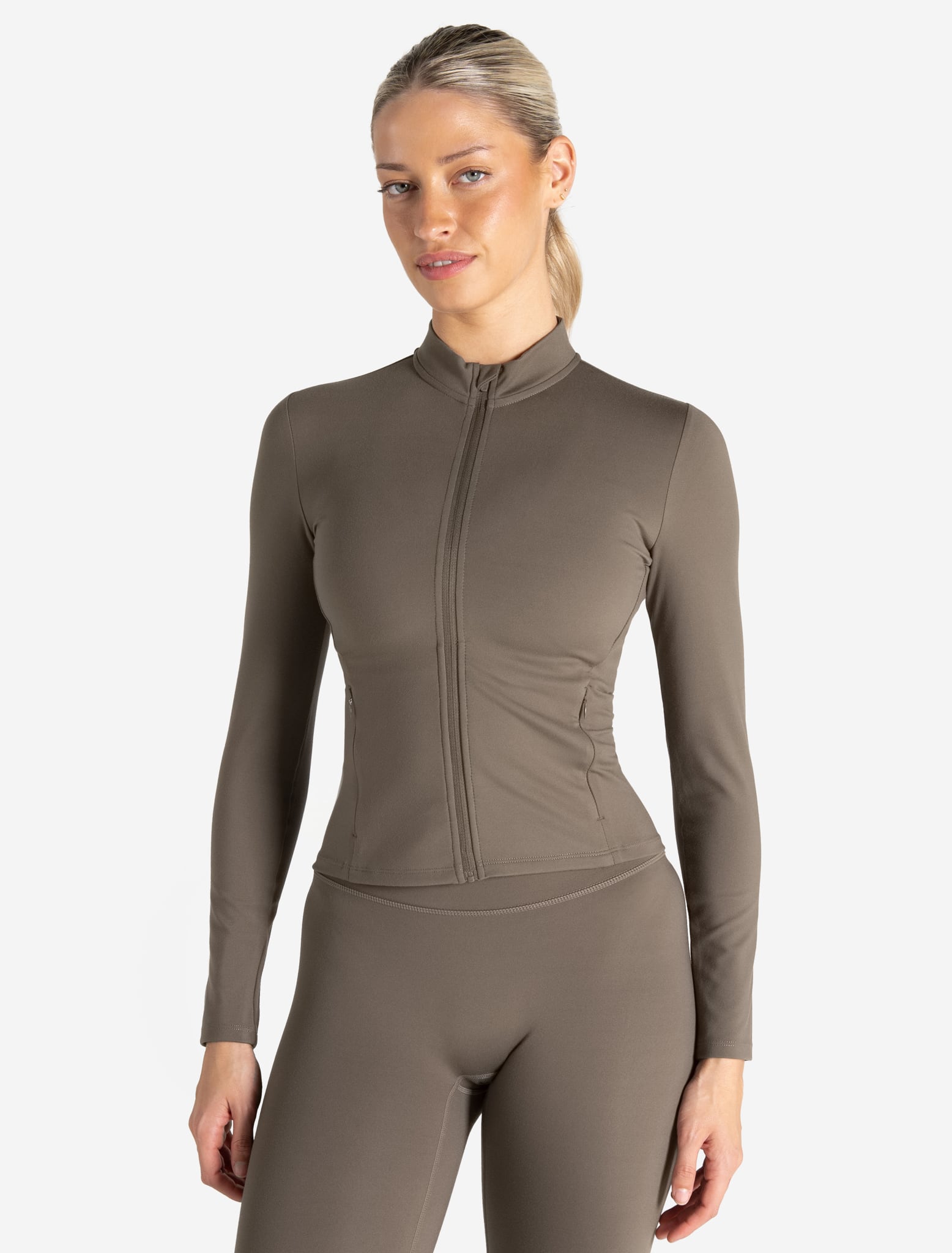 Allure Zip Jacket - Taupe Pursue Fitness 1