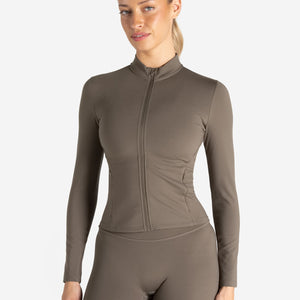 Allure Zip Jacket - Taupe Pursue Fitness 1