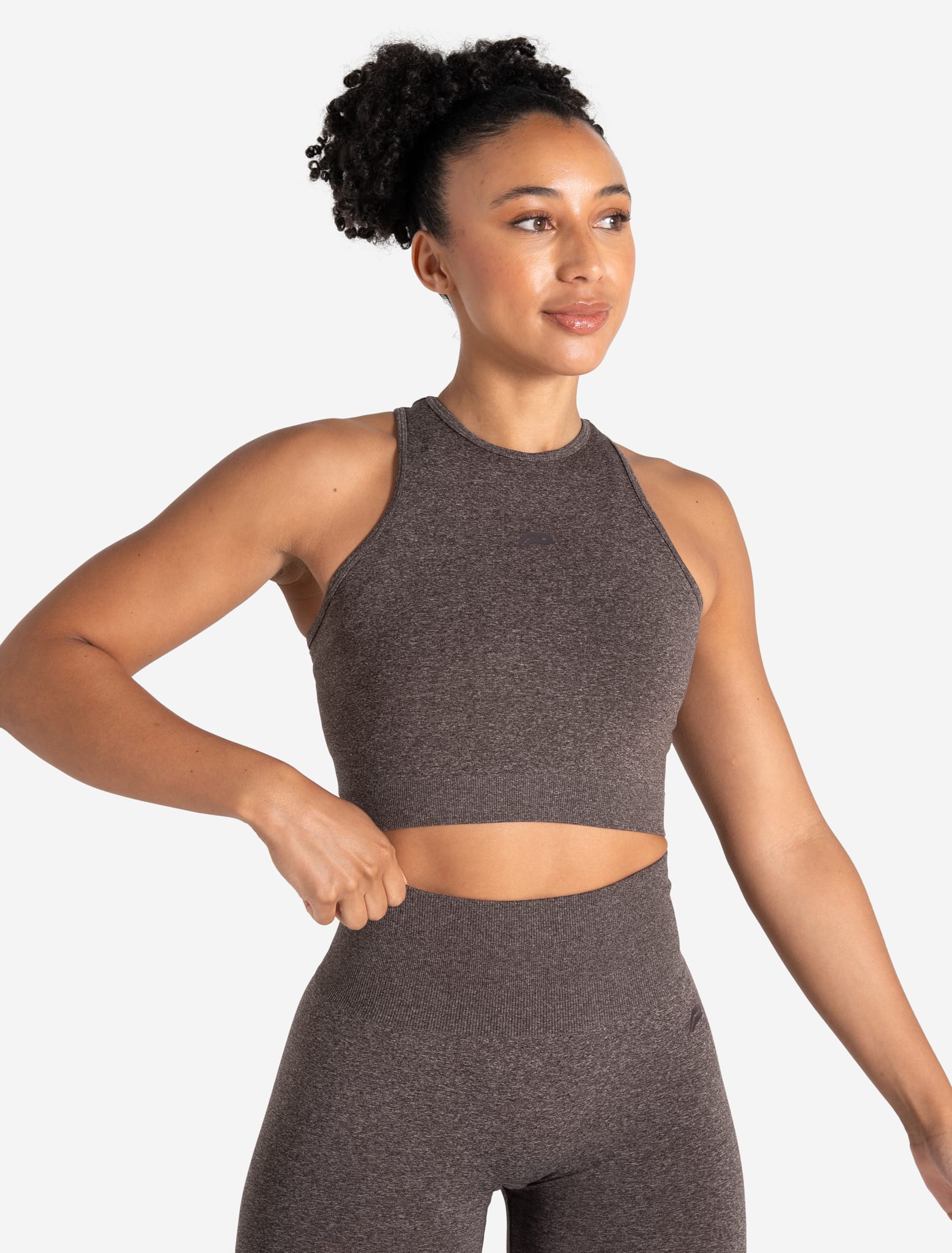 Form Seamless Crop Tank - Brown Marl Pursue Fitness 1