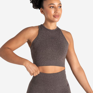 Form Seamless Crop Tank - Brown Marl Pursue Fitness 1