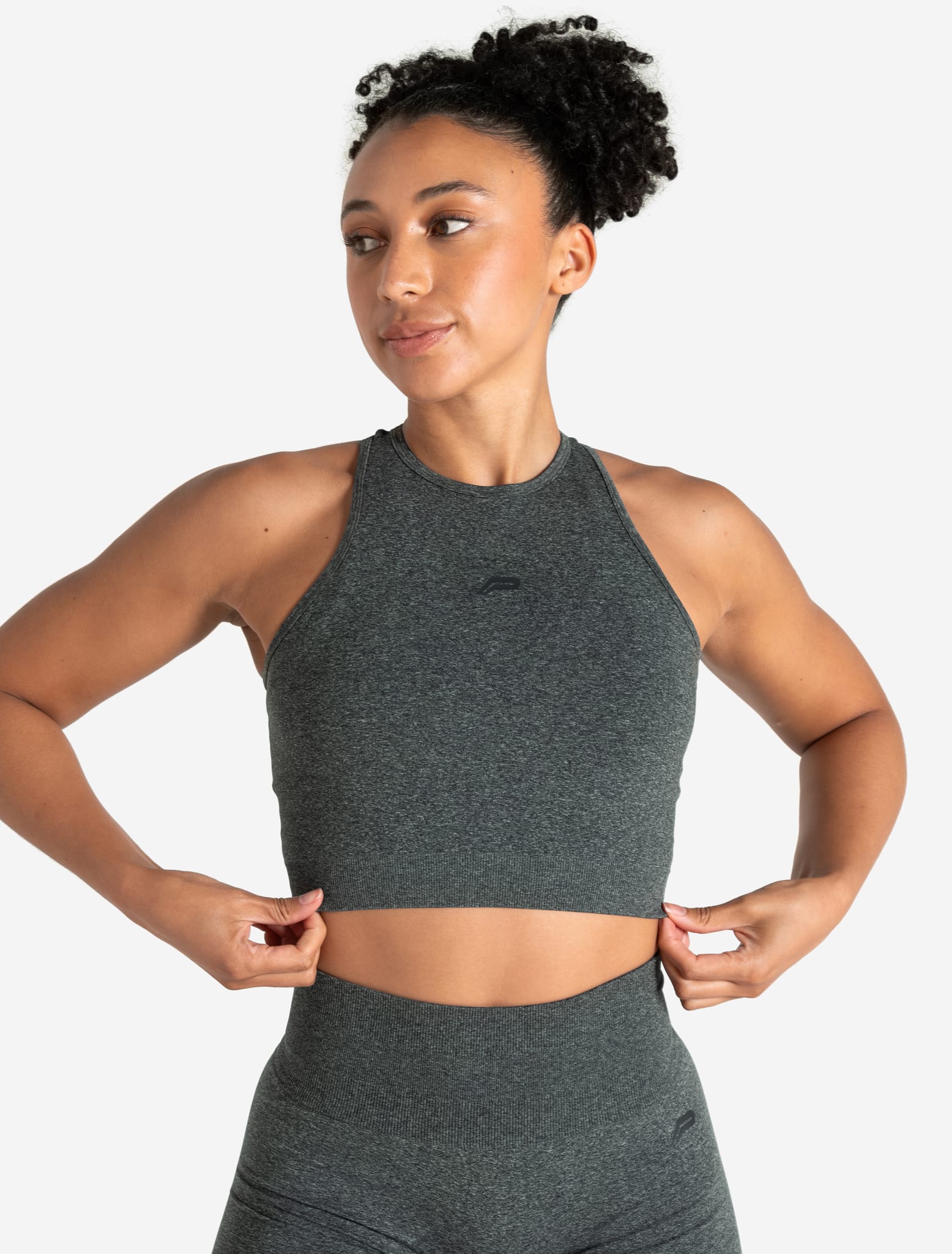 Form Seamless Crop Tank - Green Marl Pursue Fitness 1