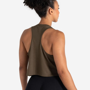 Lightweight Crop Gym Tank - Olive Pursue Fitness 2