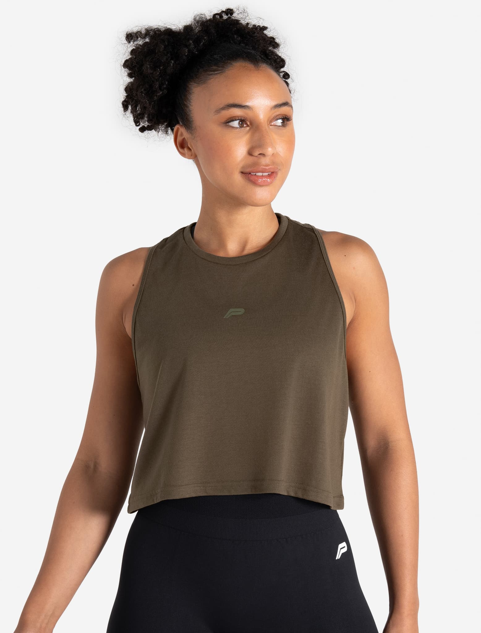 Lightweight Crop Gym Tank - Olive Pursue Fitness 1