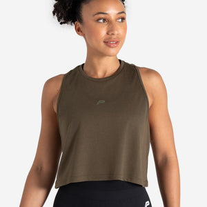 Lightweight Crop Gym Tank - Olive Pursue Fitness 1