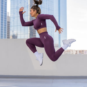 Move Seamless Long Sleeve Crop Top - Plum Pursue Fitness 2