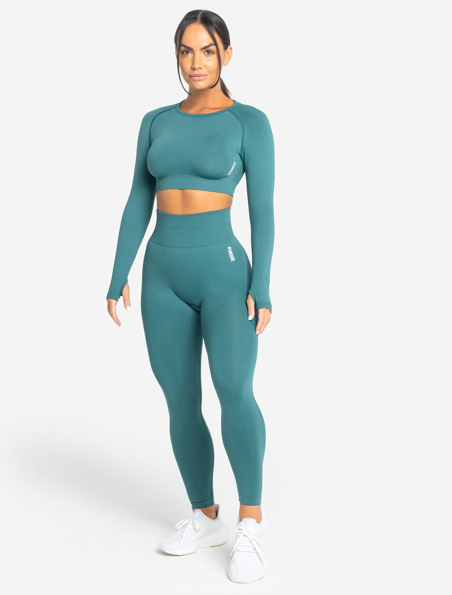 Yoga Outfits for Women 2 Piece Workout Sets Seamless Long Sleeve Crop Tops  Shirt with Thumb