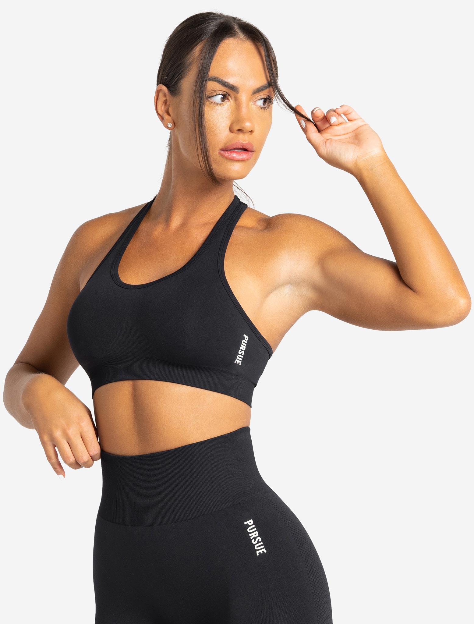 Muscle Torque Running/Workout High Impact Adjustable Sports Bra - Solid  Black