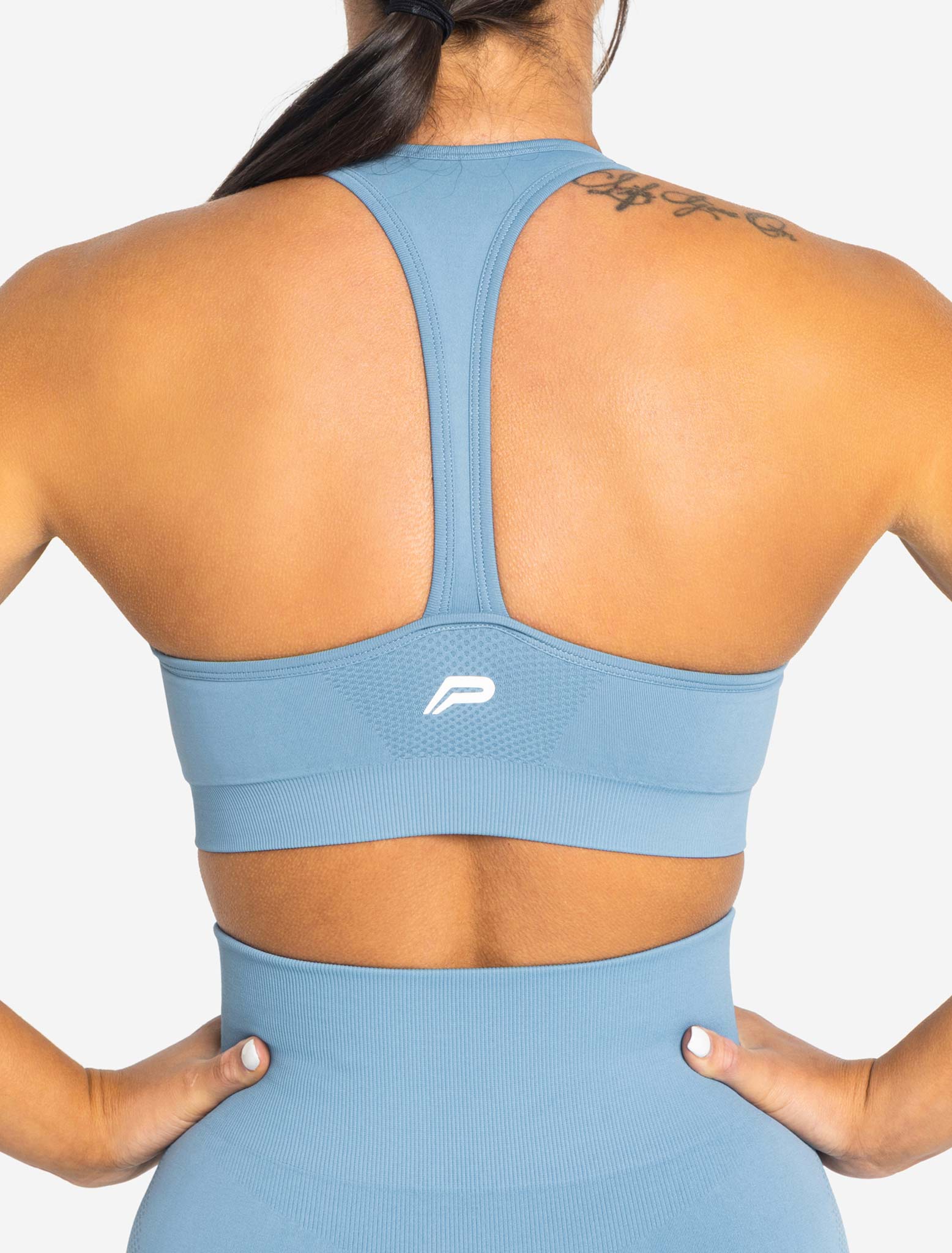 Women's Blue Fit Removable Padding Seamless Sports Bra