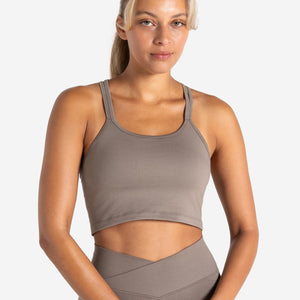 Sculpt Seamless Built-In Bra Tank - Taupe Pursue Fitness 1