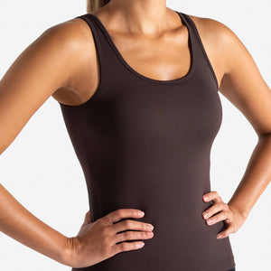 Sculpt Seamless Built-In Bra Vest - Espresso Pursue Fitness 1