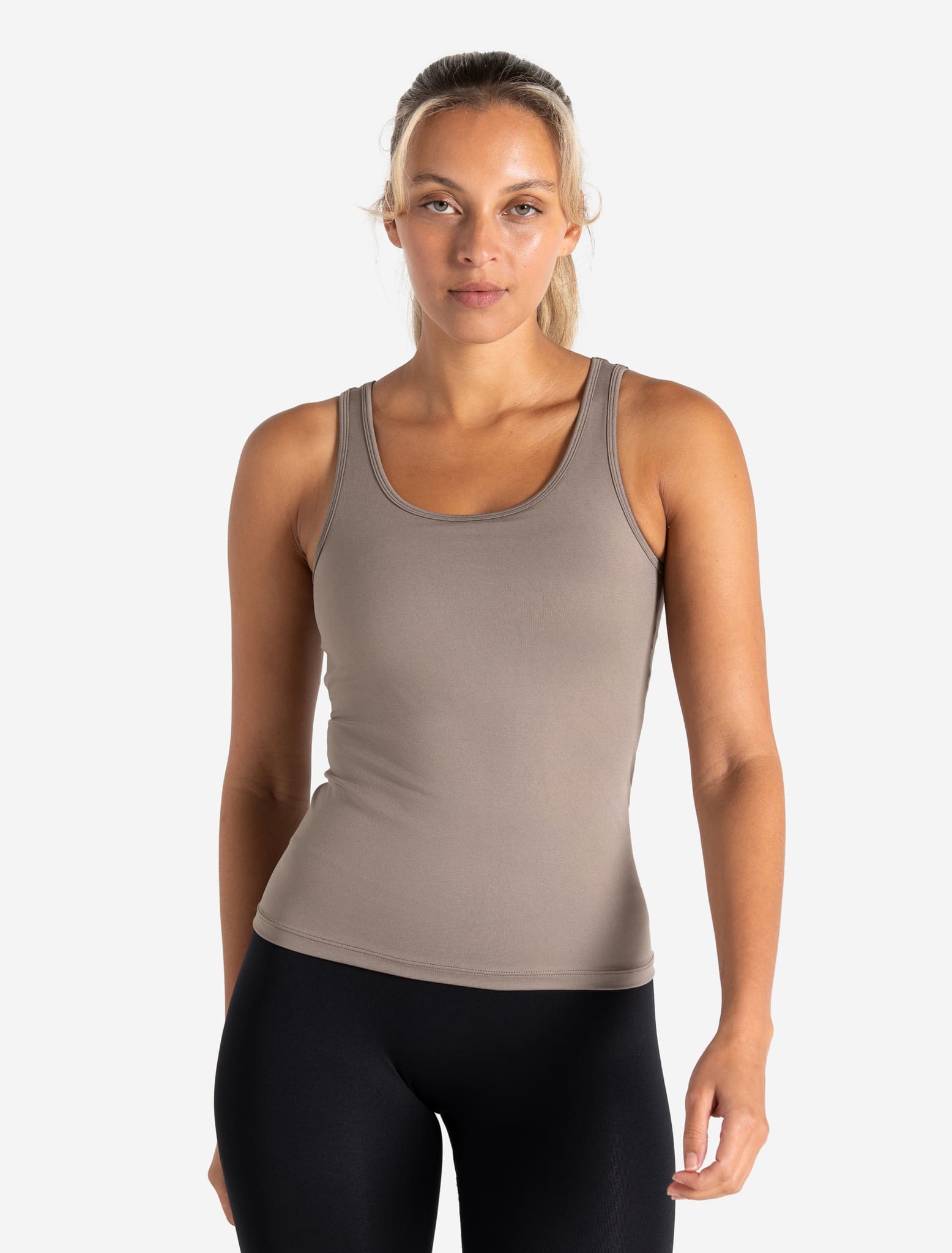 Sculpt Seamless Built-In Bra Vest - Taupe Pursue Fitness 2