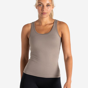 Sculpt Seamless Built-In Bra Vest - Taupe Pursue Fitness 2