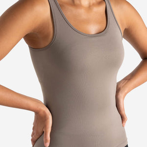 Sculpt Seamless Built-In Bra Vest - Taupe Pursue Fitness 1