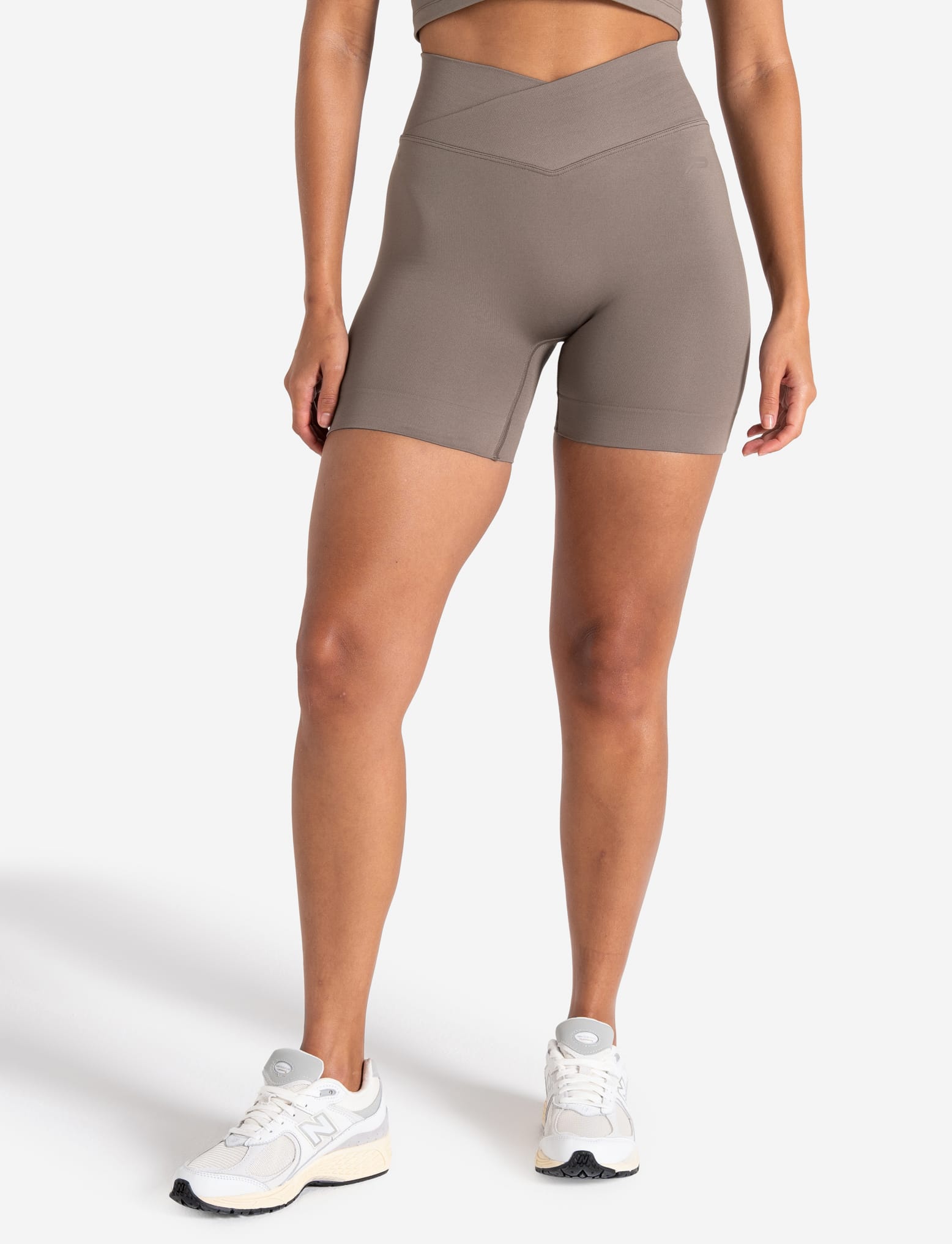 Sculpt Seamless Scrunch Shorts - Taupe Pursue Fitness 1