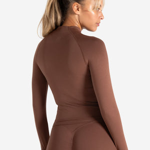 Sculpt Seamless Zip Jacket - Cocoa Brown Pursue Fitness 2