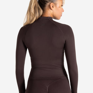 Sculpt Seamless Zip Jacket - Espresso Pursue Fitness 2