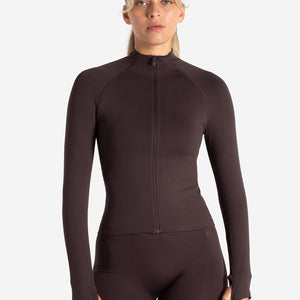 Sculpt Seamless Zip Jacket - Espresso Pursue Fitness 1