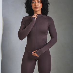 Sculpt Seamless Zip Jacket - Mocha Pursue Fitness 2