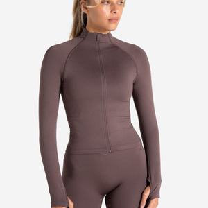 Sculpt Seamless Zip Jacket - Mocha Pursue Fitness 1