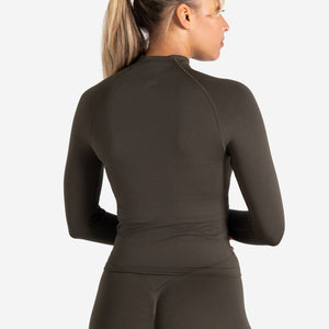 Sculpt Seamless Zip Jacket - Olive Pursue Fitness 2