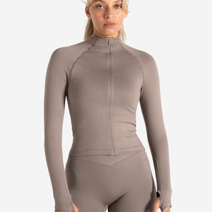 Sculpt Seamless Zip Jacket - Taupe Pursue Fitness 1