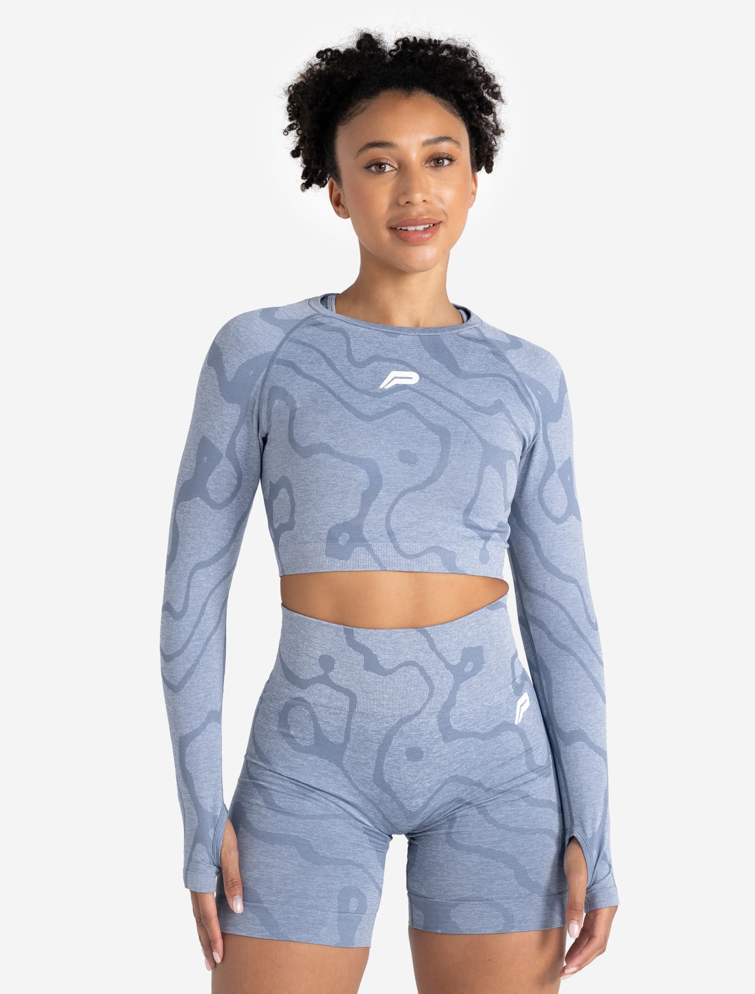 Sustainable Seamless Long Sleeve Crop Top - Blue Pursue Fitness 1