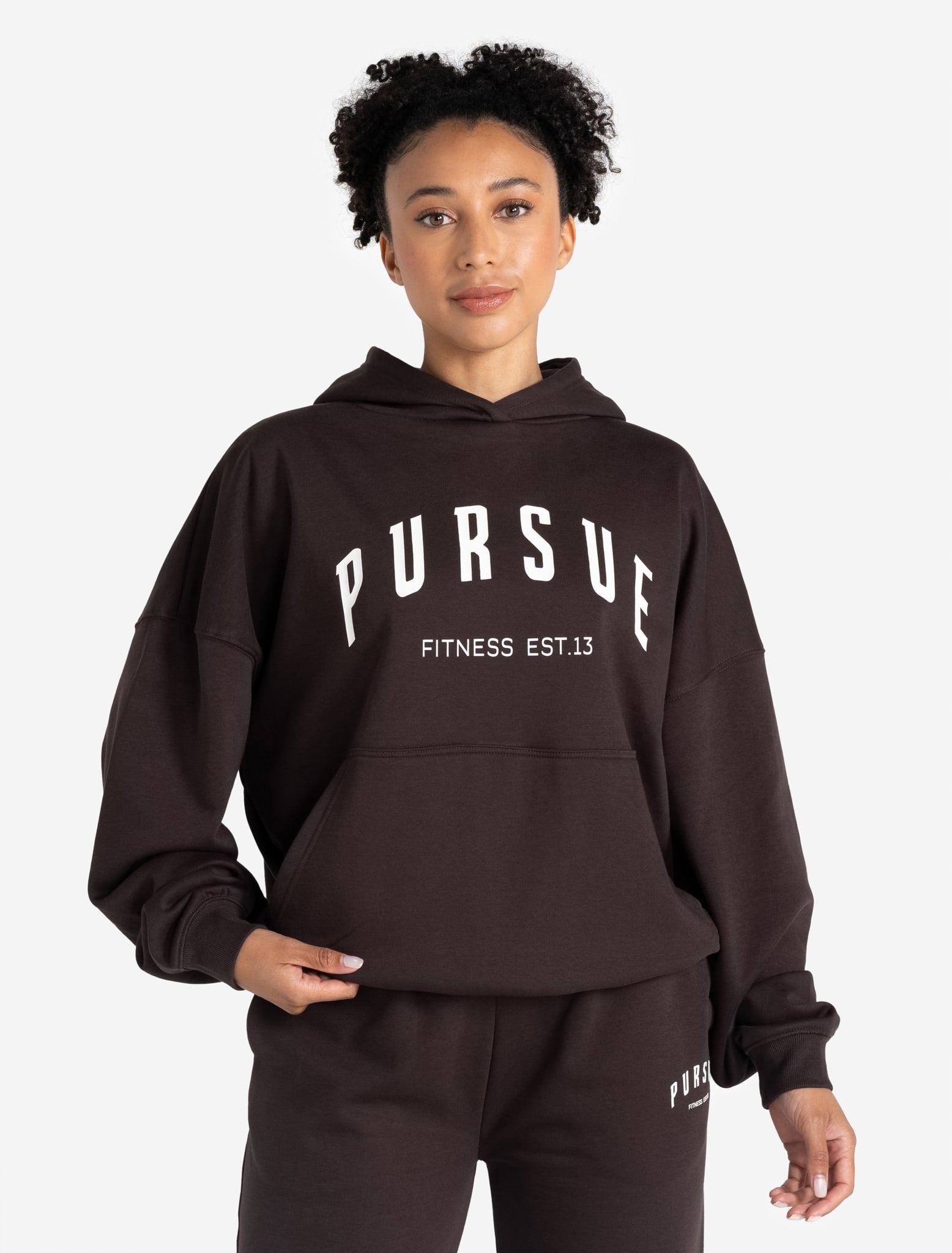 Varsity Oversized Hoodie - Espresso Pursue Fitness 1