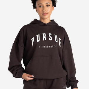 Varsity Oversized Hoodie - Espresso Pursue Fitness 1