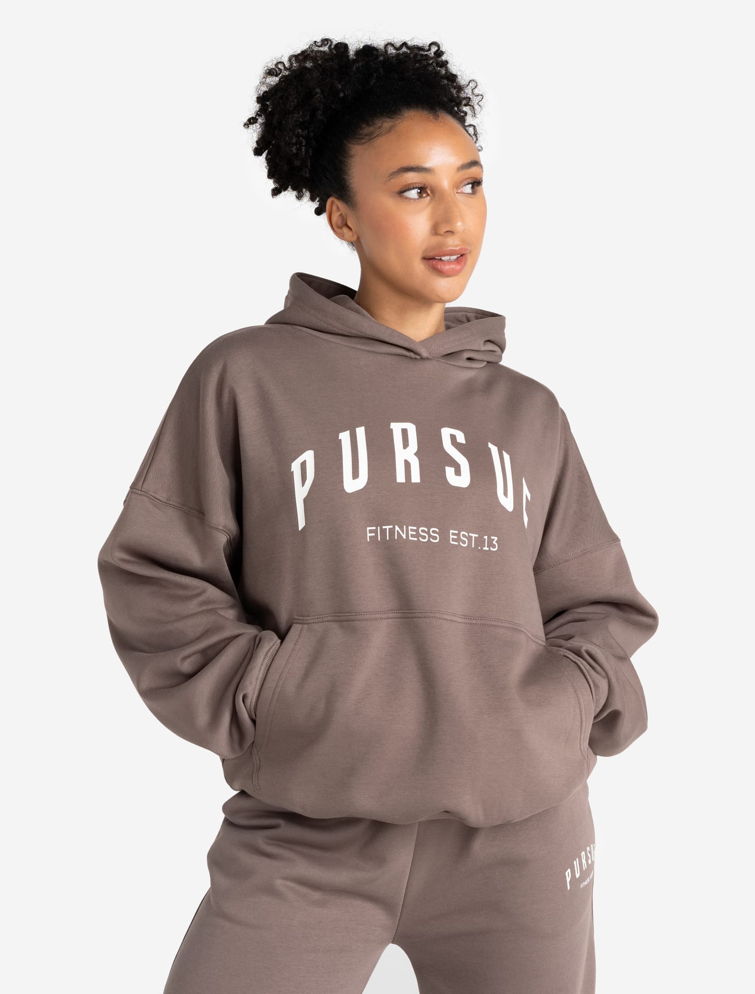 Varsity Oversized Hoodie - Taupe Pursue Fitness 1