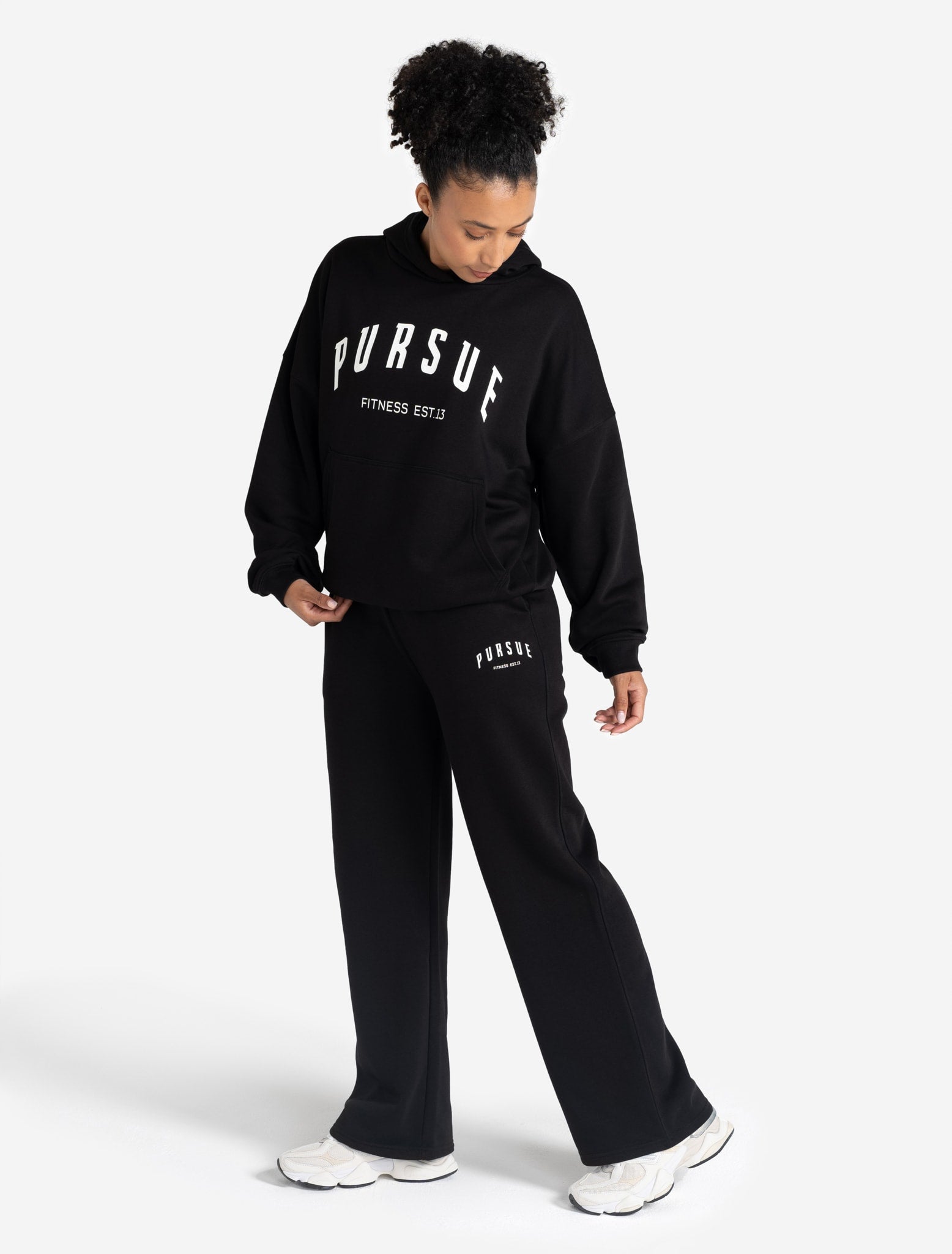 Varsity Wide Leg Joggers - Black Pursue Fitness 2