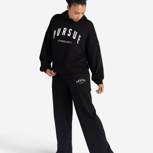 Varsity Wide Leg Joggers - Black Pursue Fitness 2