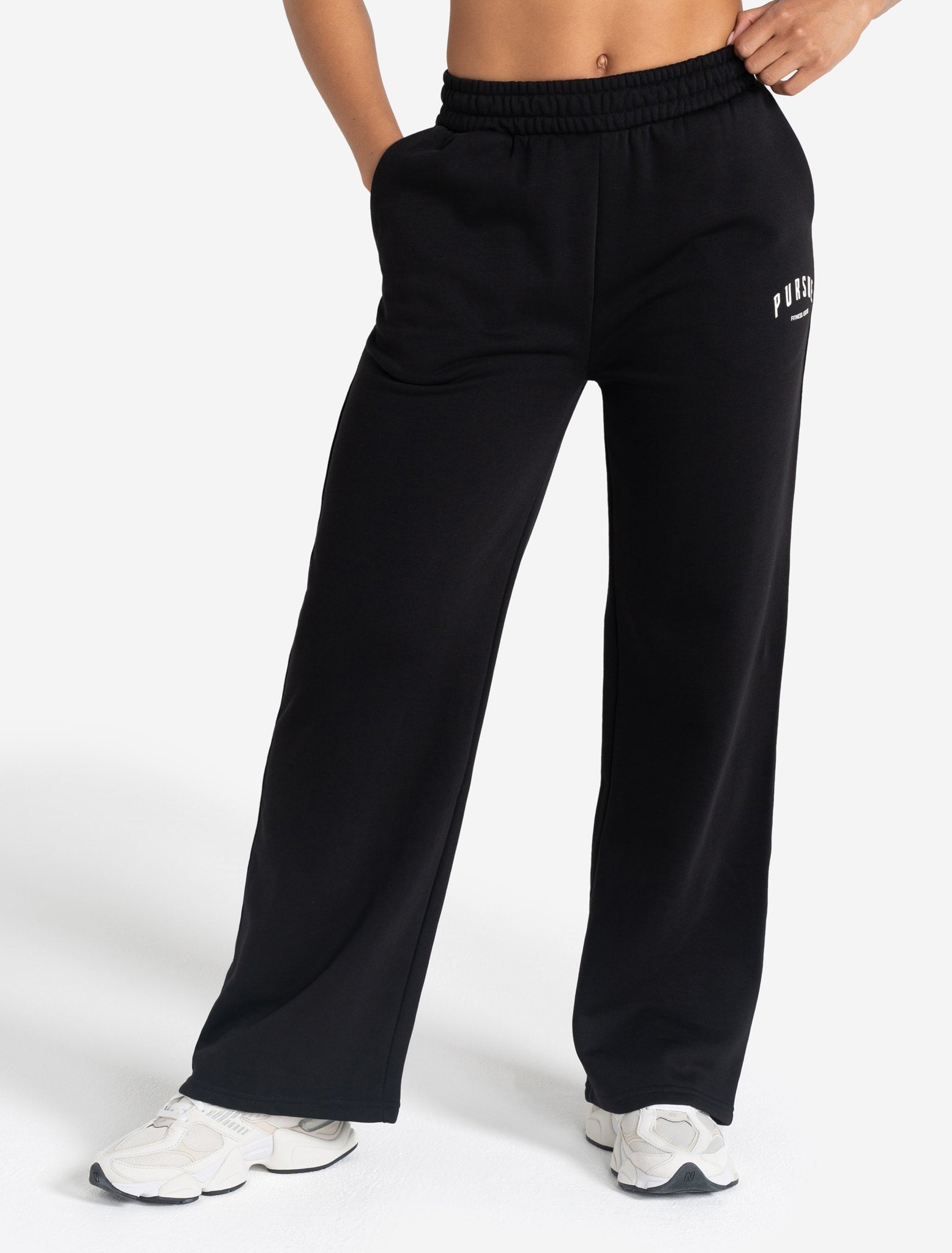 Varsity Wide Leg Joggers - Black Pursue Fitness 1