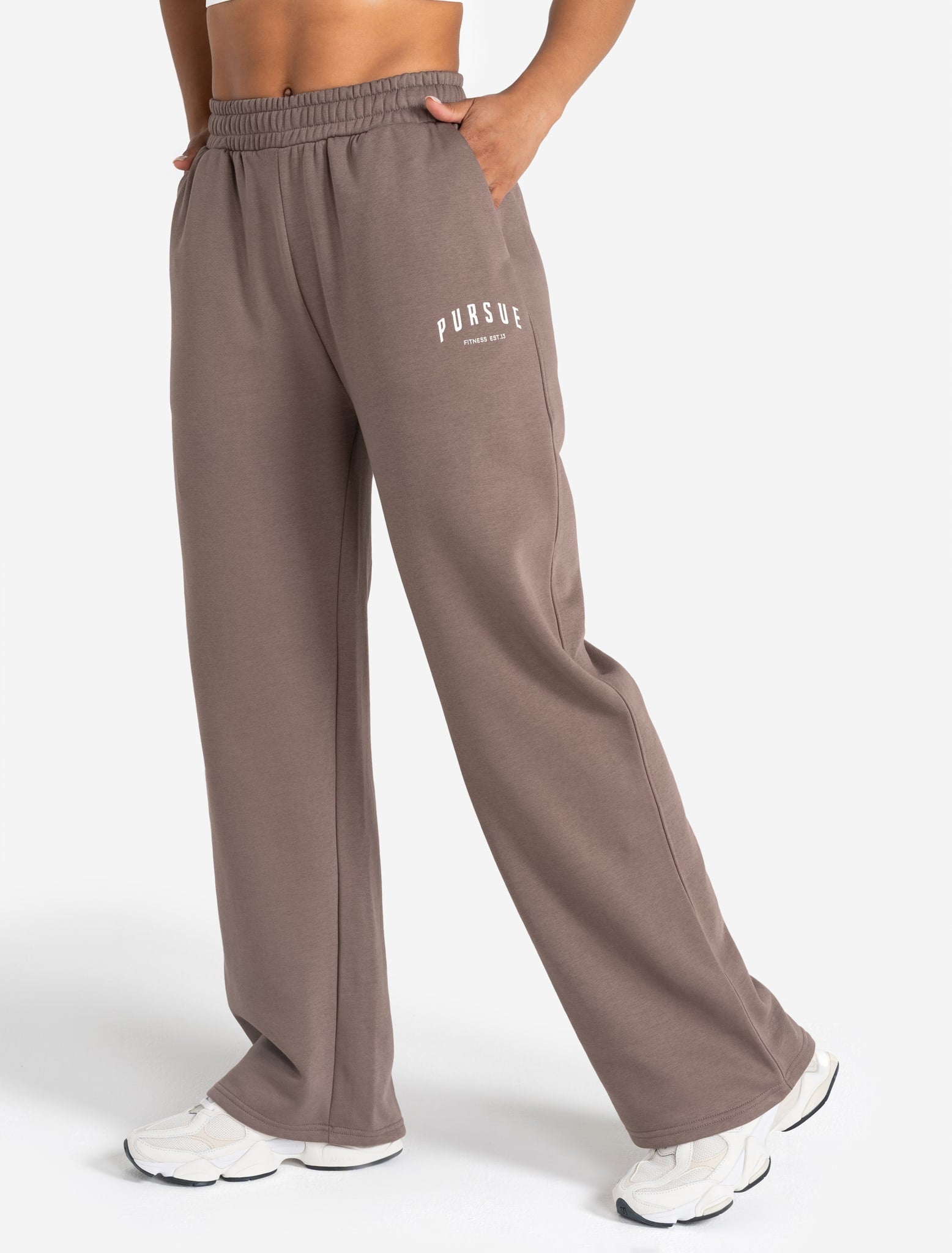 Varsity Wide Leg Joggers - Taupe Pursue Fitness 1